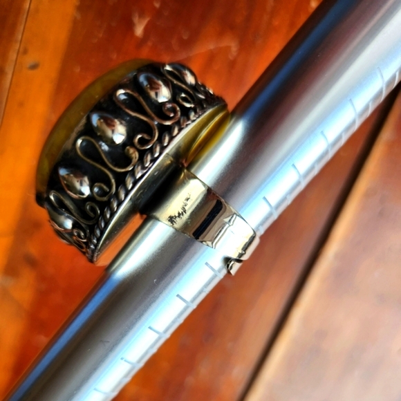 💛 Yellow Opal Silvertone Statement Ring - ONE OF A KIND 💛Happy Like Sunshine💛 - Picture 8 of 15